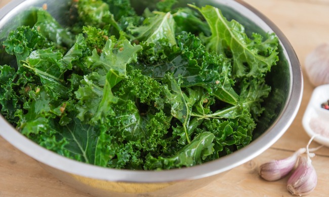 A bowl of freshly washed kale